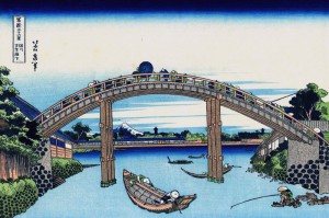 Mt.Fuji_seen_through_the_mannen_bridge_at_fukagawa