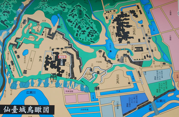 the map of Sendai catle (photo by Kotodamaya)